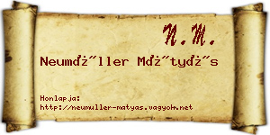 Neumüller Mátyás névjegykártya