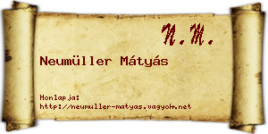 Neumüller Mátyás névjegykártya
